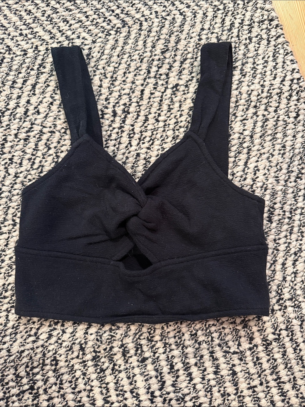 Madewell Black Twist-Knot Crop Tank